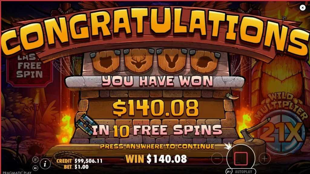 Tampilan layar utama slot Out of the Woods dari Pragmatic Play, menampilkan karakter hewan lucu di hutan yang gelap dan misterius.