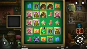 Tampilan layar permainan slot Truth dengan tema konspirasi retro