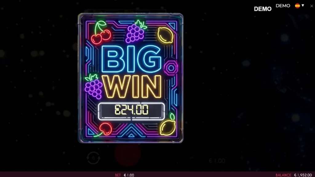 Tampilan visual neon yang memukau dari slot Turbo Fortune Cherryways