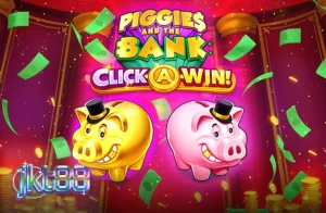 Tampilan visual slot Piggies and the Bank: Click-A-Win dengan tema babi mewah
